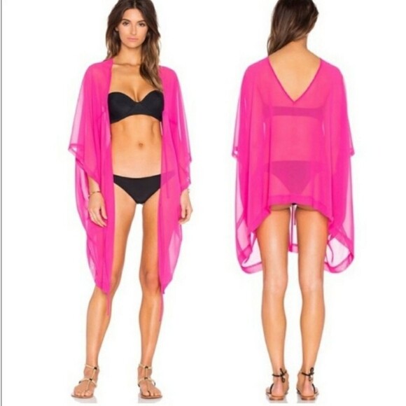 L'Agent by Agent Provocateur Rosana Sheer Swim Cover Up Pink One Size Fits Most - Picture 2 of 10